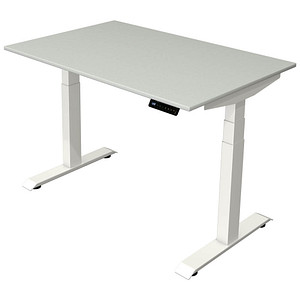 Image Kerkmann Move 4 elektrisch höhenverstellbarer Schreibtisch lichtgrau rechteckig, T-Fuß-Gestell weiß 120,0 x 80,0 cm