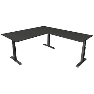 Image Kerkmann Move 4 elektrisch höhenverstellbarer Schreibtisch anthrazit rechteckig, T-Fuß-Gestell grau 200,0 x 220,0 cm