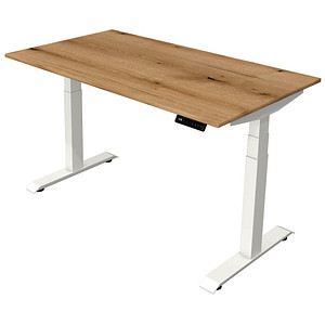 Image Kerkmann Move 4 elektrisch höhenverstellbarer Schreibtisch eiche rechteckig, T-Fuß-Gestell weiß 140,0 x 80,0 cm
