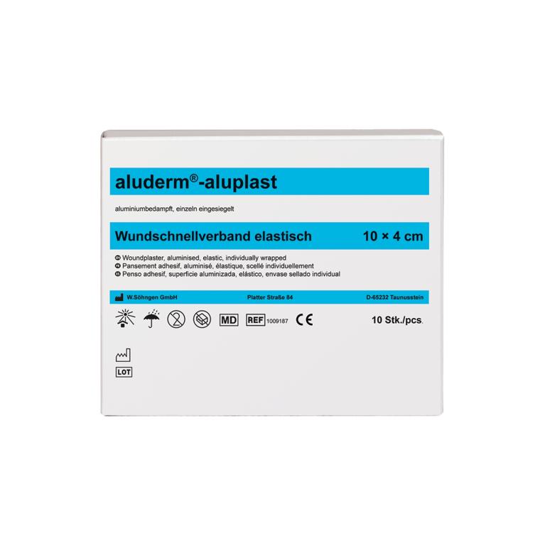 Image aluderm®-aluplast elastisch, 10 cm x 4 cm | 10 Stück Wundverbandpflaster in Abschnitten