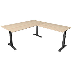 Image Kerkmann Move 4 elektrisch höhenverstellbarer Schreibtisch ahorn rechteckig, T-Fuß-Gestell grau 200,0 x 220,0 cm