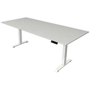 Image Kerkmann Move 4 elektrisch höhenverstellbarer Schreibtisch lichtgrau rechteckig, T-Fuß-Gestell weiß 225,0 x 100,0 cm