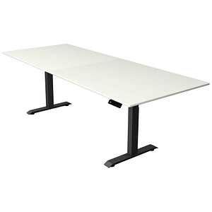 Image Kerkmann Move 4 elektrisch höhenverstellbarer Schreibtisch weiß rechteckig, T-Fuß-Gestell grau 250,0 x 100,0 cm