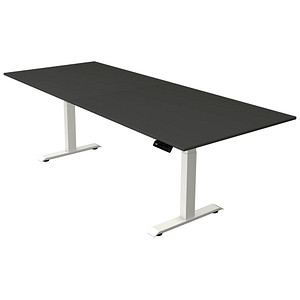 Image Kerkmann Move 4 elektrisch höhenverstellbarer Schreibtisch anthrazit rechteckig, T-Fuß-Gestell weiß 250,0 x 100,0 cm