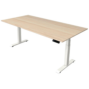 Image Kerkmann Move 4 elektrisch höhenverstellbarer Schreibtisch ahorn rechteckig, T-Fuß-Gestell weiß 200,0 x 100,0 cm