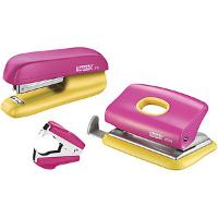 Image ACCOUNTING OFFICE SOFTWARE Rapid Locher und Heftgeräte Set Mini pink/gelb