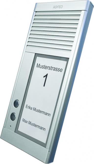 Image AGFEO 2Klingeln analoge TFE DoorSpeak 2 flaches Alu 22mm AP bel. Schild 6101574