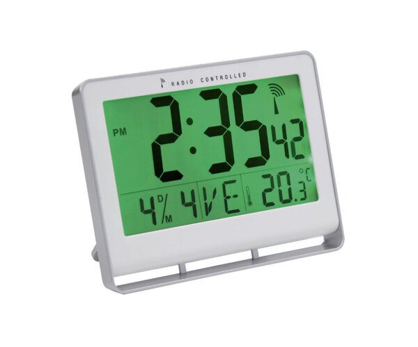 Image Funkgesteuerte Uhr, LCD, 200x150x30mm Uhrzeit, Datum, Wochentag, Temperatur