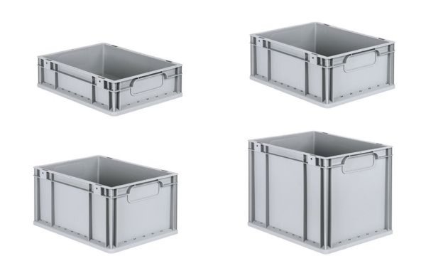 Image ALLIT Aufbewahrungsbox ProfiPlus EuroEco C412, grau Eurobox aus PP, geschlossen