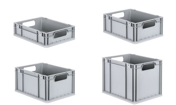 Image ALLIT Aufbewahrungsbox ProfiPlus EuroEco O412, grau Eurobox aus PP, offene Grif