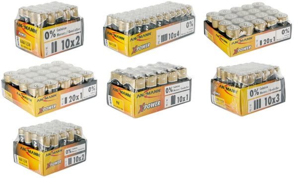 Image ANSMANN Alkaline Batterie "X-Power",9V E-Block, 10er Display bestückt mit 10 x 