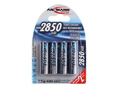 Image ANSMANN Ansmann NiMH-Akku, Mignon (AA), 2850mAh, 4er Blister (5035212)