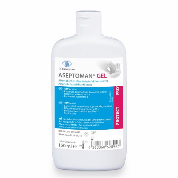 Image ASEPTOMAN GEL | 150 ml <br>alkoholisches Händedesinfektionsmittel<br>+++ BIOZIDPRODUKTE VORSICHTIG VERWENDEN. VOR GEBRAUCH STETS ETIKETT UND PRODUKTINFORMATIONEN LESEN +++