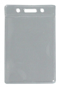 Image Ausweishülle / Kartenhalter  / Kunststoffhalter, für Namenschilder, vertikal tragbar, Langloch, zwei Rundlöchern, Farbe: transparent - 50 Stück