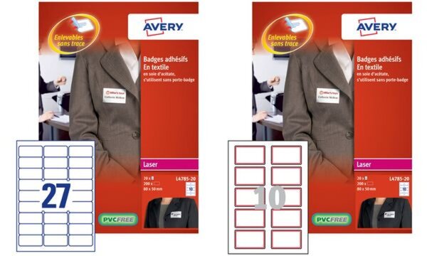 Image AVERY Badges adhésifs, 80 x 50 mm, blanc / liseré bleu (7214787)