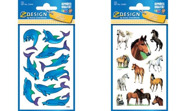 Image AVERY Zweckform ZDesign Sticker KID S Pferde, beglimmert (72053483)