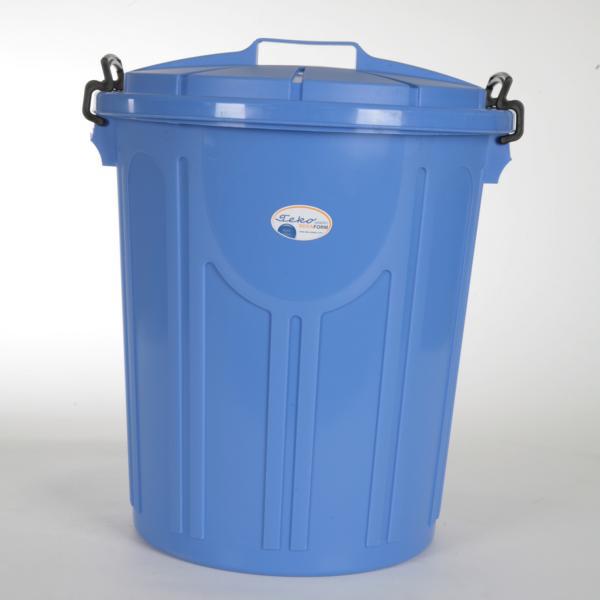Image Abfallbehälter, Universalbehälter 23 Liter  mit Deckel und Bügelverschlüssen | Farben granit, blau <br>Uni-Tonne