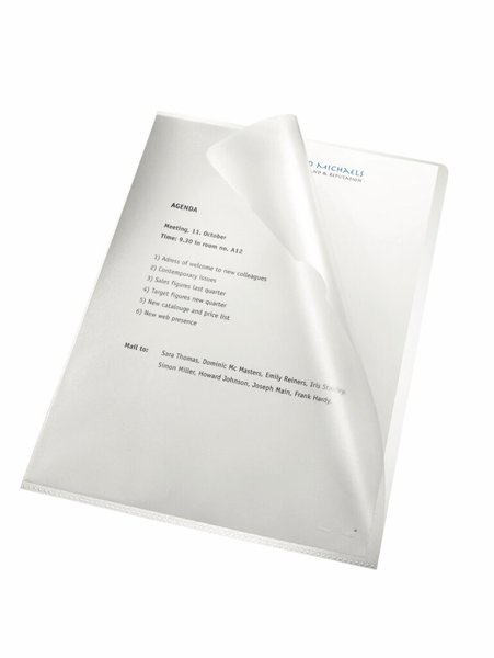 Image Aktenhülle, A4, PP, 110my, klar genarbt, oben und rechts offen