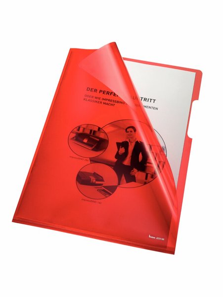 Image Aktenhülle, A4, PVC, 150my, rot oben und rechts offen, glatt