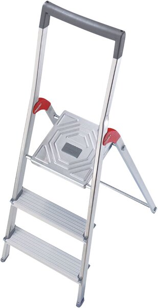 Image Alu-Sicherheits-Stehleiter L60 StandardLine, 3 Stufen, Rutschsichere Steckfüße