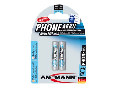 Image Ansmann "Phone DECT" NiMH-Akku, Micro (AAA), 800 mAh, 2er Pack (5035332)