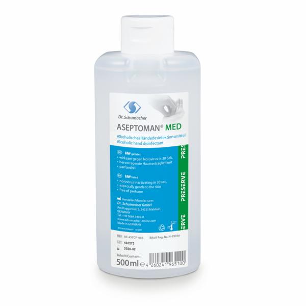 Image Aseptoman®  med | 500 ml Spenderflasche <br>alkoholisches Händedesinfektionsmittel<br>+++ BIOZIDPRODUKTE VORSICHTIG VERWENDEN. VOR GEBRAUCH STETS ETIKETT UND PRODUKTINFORMATIONEN LESEN +++