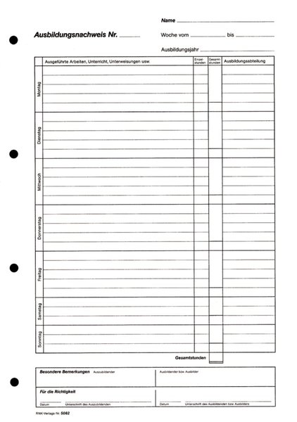 Image Ausbildungsnachweis Tag/Woche passend für DL82