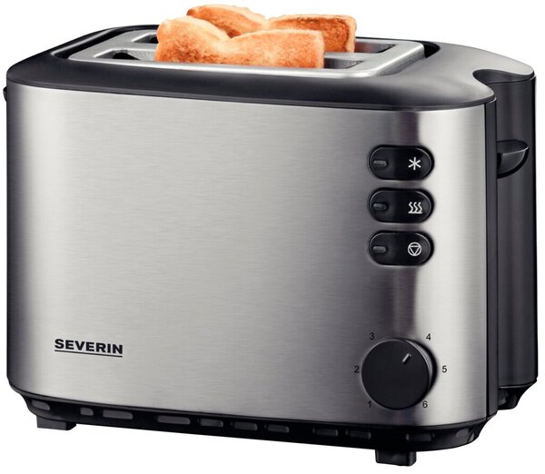 Image Automatik-Toaster AT 2514 Edelstahl gebürstet schwarz, int. Brötchenauf-