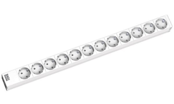 Image BACHMANN 19" Steckdosenleiste "Classic", 12-fach, Anschlussleitung 2,0 m, hellg
