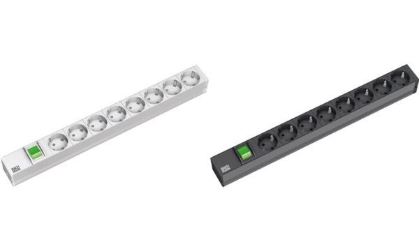 Image BACHMANN 19" Steckdosenleiste "Classic", 8-fach, mit Schalter, Anschlussleitung