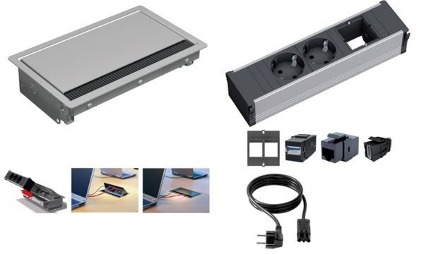 Image BACHMANN Leiste Coni.kurz, 2 x Schuko, 1 x CUSTOM leer