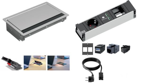 Image BACHMANN Steckdoseneinheit CONI, 3-fach, Aluminium (11297160)