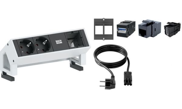 Image BACHMANN Steckdoseneinheit DESK 2 , 3-fach, inox (11297142)