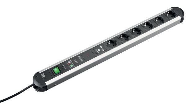 Image BACHMANN Steckdosenleiste ALU GVS mit Schalter, USB-Charger 2,0m