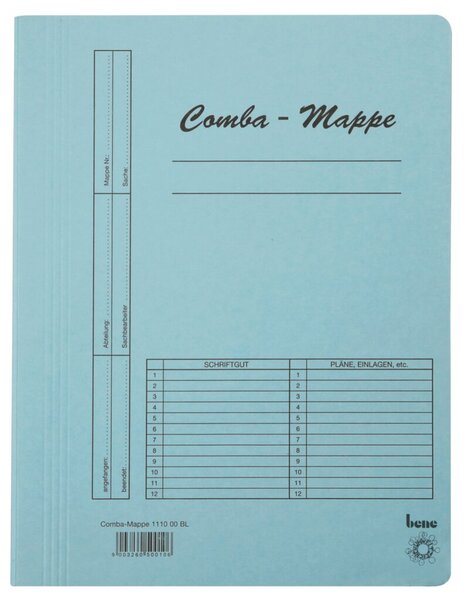 Image Combamappe A4, 250g, blau, mit Heftmechanik und 3 Flügeln