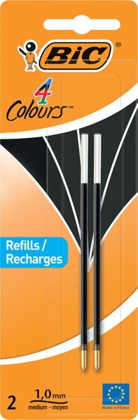 Image 4-Farb-Kugelschreibermine schwarz 2er Blister, Strichstärke 0,4 mm