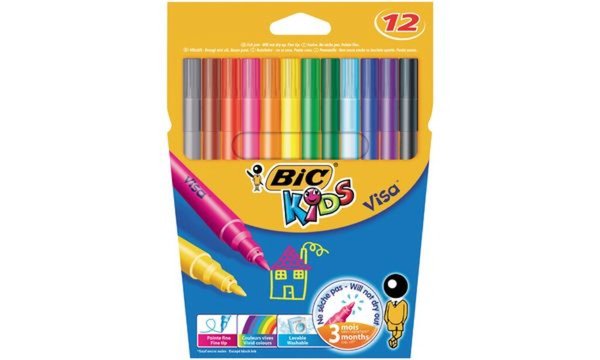 Image BIC KIDS Fasermaler Visa, 12er Kart onetui (339100700)