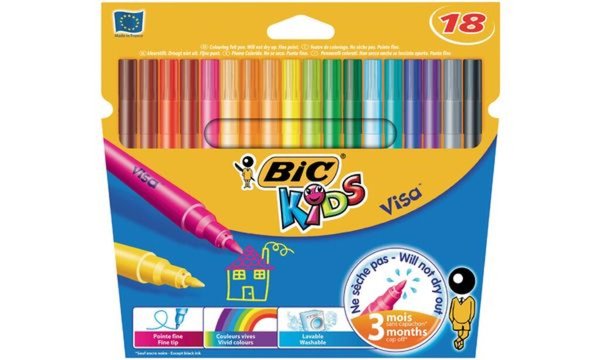 Image BIC KIDS Fasermaler Visa, 18er Kart onetui (339100800)