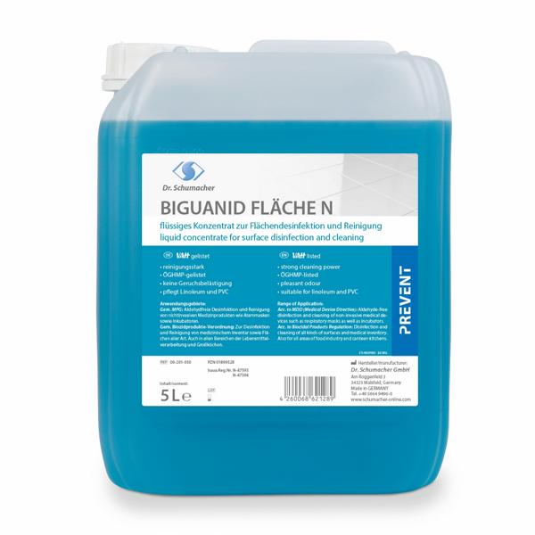 Image BIGUANID FLÄCHE NR | 5 Liter  <br>flüssiges Konzentrat zur Flächendesinfektion und Reinigung<br>+++ DESINFEKTIONSMITTEL VORSICHTIG VERWENDEN. VOR GEBRAUCH STETS ETIKETT UND PRODUKTINFORMATIONEN LESEN. +++