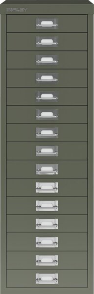 Image Schubladenschrank 15 Schübe olivgrün H 590 x B 279 x T 380