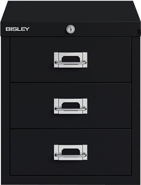 Image Schubladenschrank 3 Schübe mit Schloss schwarz