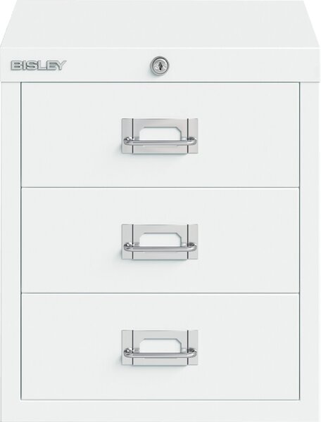 Image Schubladenschrank 3 Schübe mit Schloss verkehrsweiß
