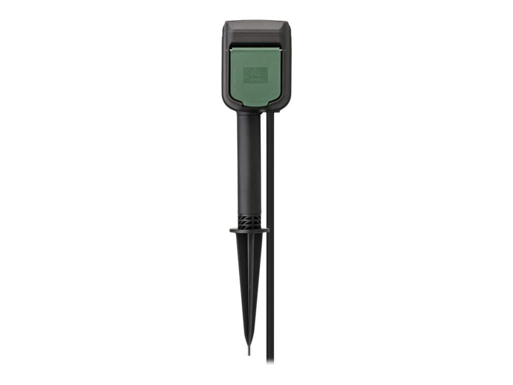 Image BRENNENSTUHL 1154540600 Gartensteckdose 2fach Schwarz mit Erdspieß, per App ste