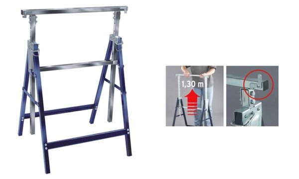 Image BRENNENSTUHL Teleskop-Arbeitsbock MB 160 H, blau-silber standfestes Stahl-Vierk