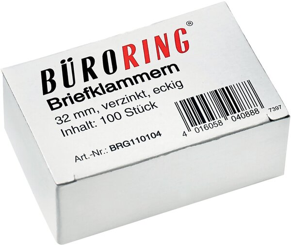 Image Büroring Briefklammern 32mm/100 verzinkt spitz-eckig
