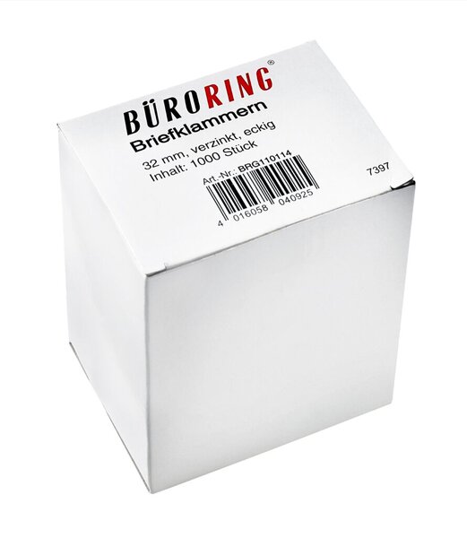 Image Büroring Briefklammern 32mm/1000 verzinkt spitz-eckig