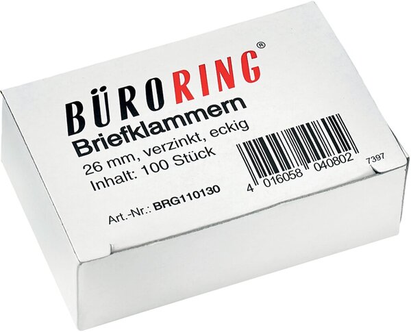 Image Büroring Briefklammern 26mm/100 verzinkt spitz-eckig
