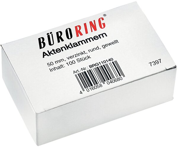 Image Büroring Aktenklammern 50mm/100 verzinkt gewellt rund