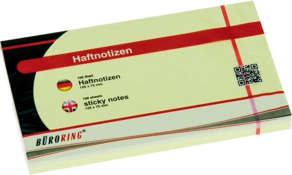 Image Büroring Haftnotiz FSC 100 Blatt pastellgelb 125x75mm