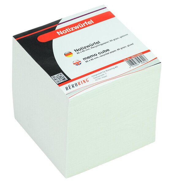 Image Büroring Notizklotz ca. 650 Blatt Recycling Papier, 85x85xmm, geleimt